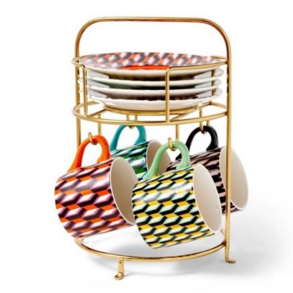 DVF x Target Arrow Geo Set of 4 Mugs + 4 Saucers + Stand Brand New in Box! - Picture 3 of 16